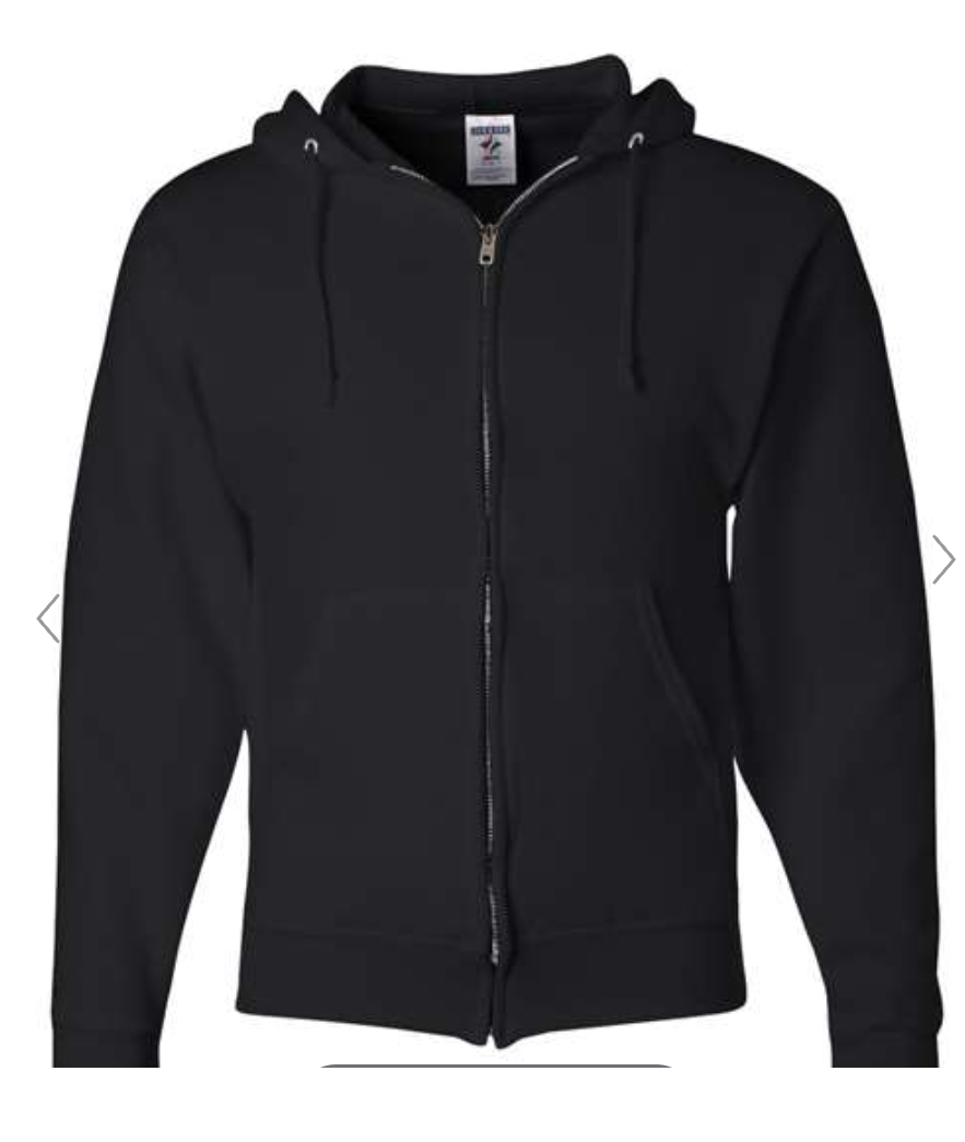 Full Zip Hooded Sweatshirt XL-XXXL – Will have a full back screen print logo